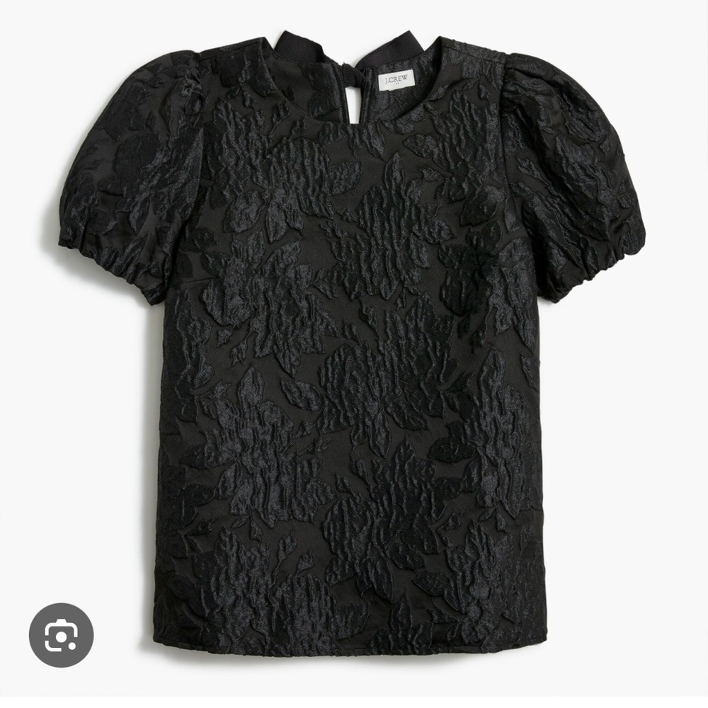 New without tags J.Crew women’s black floral puff sleeve top
